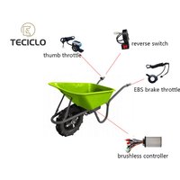 Electric Wheelbarrow Kit 24V/36V/48V 250W/350W/400W/500W Brushless Controller Brake Thumb Throttle Reverse for Wheelbarrow