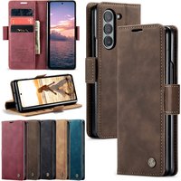 Flip Leather Case for Samsung Galaxy Z Fold 7 6 5 4 3 Fold7 Fold6 Fold5 Fold3 Cash Cards Pocket Card Slots Kickstand Phone Cover