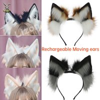 Moving Ears,Fox Ears and Tail,White Wolf Ears Headband,Halloween Cosplay Gifts,Black Red Wolf Ears and Tail,Animal Ears and Tail