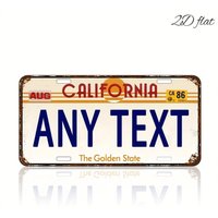 2D Flat Personalized California Custom Metal License Plate, Dustproof Waterproof for Home Car Wall Garage Decor (Decor Only)