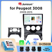 Junsun Bezprzewodowe Radio Samochodowe CarPlay Android Auto do Peugeot 3008 Mk1 (T8) 2009-2016 z Wbudowanym Wentylatorem Chłodzącym, Nawigacja GPS Android, Odtwarzacz Multimedialny, WiFi, DSP, RDS,