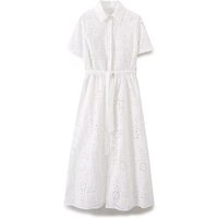 Women's Dress 2026 Summer New White Short-Sleeve Embroidered Tie-Detail Maxi Dress Beach Vacation Casual Fashion