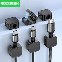 Rocoren 1-12Pcs Magnetic Cable Organizer Clips Adhesive Cable Management Holder for Desk Home Office Adjustable Wire Cord Keeper