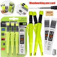 Carpenter's Pencil Card Set, Deep Hole Marking And Drawing, With 2.8mmLeads,Pencil Sharpener,For Carpenter Woodworking Architect