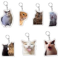 Rambling Goat Huh Cat Meme Keychain Confused Cat Memes Cat Screaming With Paws On Its Head Cute Gift For Friend Woman's Keychain