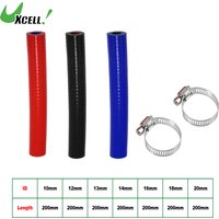 UXCELL 10mm 12mm 13mm 14mm 16mm 18mm 20mm ID Car Straight Silicone Hose Coupler Intercooler Tube with Clamps 200mm Long
