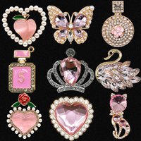 1/9pcs Pink Crown Perfume Designer Metal Shoe Charms Bling Fox Goose Luxury Shoe Decoration Accessories Pin Clog for Women Girls