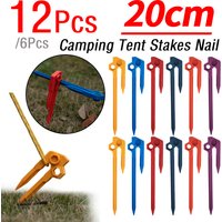 6/12Pcs Tent Stakes Pegs Nails Tent Ground Nail Stakes Multicolor Building Block Ground Nail for Camping Hiking Traveling Beach