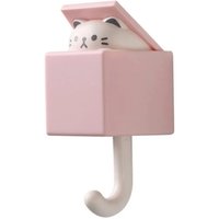 Cartoon Cat Hook Self Adhesive Dormitory Bedroom Door Hangers Hooks Key Umbrella Towel Cap Coat Rack Wall Animal Decoration Rack