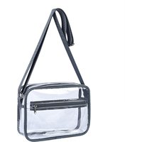 Women Clear Shoulder Bag Stadium PVC Concert Transparent Purse Simple Crossbody Bag With Front Pocket Casual Handbag