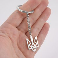 Ukraine National Emblem Keychain Ukrainian Symbol Rings Holder Steel Gold Color Jewelry Bijous Badge Bag Pendant Car Key Chains