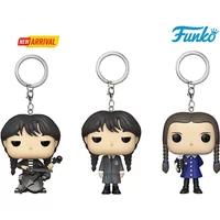 Funko Pop The Addams Family Wednesday Double Fried Dough Twists Braid Violin Pocket Pop Keychain Doll PVC Figures Kids Toys