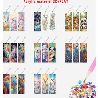 Three-piece diamond painting bookmark set, DIY creative colorful diamond floral and cute animal designs, with jeweled book tags