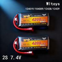 7.4V 4200mAh Deans Lipo Battery 2S RC Car Battery for Wltoys 124019/104009/12428/12429 Remote Control Car 7.4V 45C Spare Battery