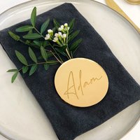 Blank Gold Mirror Acrylic Round Wedding Place Card Circle Sheet for Gift/Luggage Tag DIY Craft Art Painting Keychain Party Decor