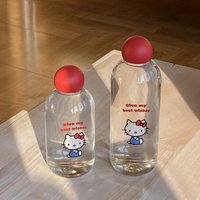 Cute Hello Kitty Kt Cat Glass High Borosilicate Girls Boys Resistant Sealed Cold Water Cup Car Portable Cup Drinking Bottle Gift