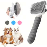 Self-Cleaning Pet Brush,One-Click Hair Removal, Round Tip Slicker for Dogs & Cats, Anti-Slip Handle, Removes Loose Fur & Tangles