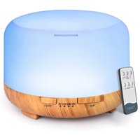 500ML Aroma Diffuser Wood Grain Color, 5V 2A USB Power Essential Oil Aromatherapy Diffuser with Remote Control for Home Office