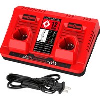 Portable Rapid Charger 12V Dual-Port Battery Charger Power Tool Battery Charger Compatible for Milwaukee 12V Lithium Batteries