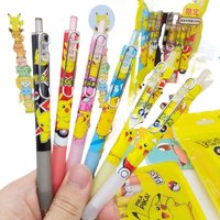 6pcs Pokemon Pikachu Gel Pens Anime Figure Student School Supplies 0.5mm Black Ink Signature Pen Cute Stationery Birthday Gifts