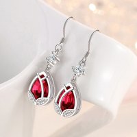 Fashion Female Earrings 925 Sterling SIlver Purple Flower Shaped Mosaic Zircon Earrings for Women Long Tassel Earrings Jewelry