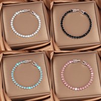 316L Stainless Steel Hip Hop Cubic Zirconia Bracelet for Women Men HipHop 4MM Color Tennis Chain Bracelets Wedding Jewelry Gifts
