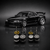 X-Scale 1/64 Scale Staggered Wheels and Rubber Tires Set Big and Small Hub Wheels for Diecast Model Car Custom Modification