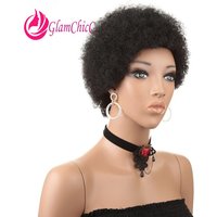 High Quality Short Curly Hair Natural Color Afro Kinky Curly 4inch Human Hair Full Machine Wig Brazilian Virgin Remy 80%Density