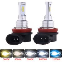 2Pcs H8 H11 CSP LED Bulb H16 JP 9005 HB3 9006 HB4 Lamp Super Bright Car Fog Lights Day Driving Running Light 12V 6000K White