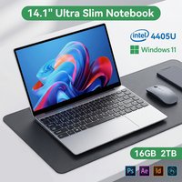 LENO 14.1"Laptop Ultra Slim Windows11 16GB 2TB SSD Intel 4405U Gamer Notebook 1920*1080 Display Office Study Gaming Computer PC