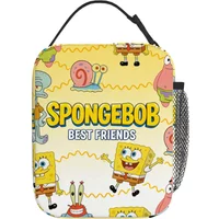 1pc SpongeBob SquarePants theme cartoon print lunch bag, suitable for leisure travel portable meal bag, picnic, commuting, party