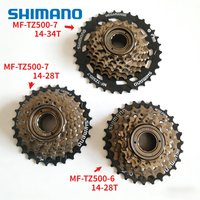AliExpress Shimano SHIMANO TOURNEY TZ500 6/7 Speed Cassette Mountain Bike Freewheel Metal Thread Sprocket 14-28/34T Original bike part cassete 6/7v