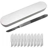 Outil NO.10-24 de générateurs de poignée en acier métallique, outil de bricolage, coupe de téléphone PCB Réparation Couteau artisanal Kit de scalpel Set avec boîte
