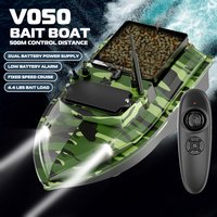 V050 Green Fishing Bait Boat 500m Remote Control Dual Motor Fish Finder 2KG Loading Auto Cruise/Route Correction Night Light