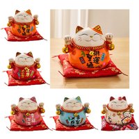 Ceramic Lucky Cat Figurine Statue Creative Good Luck Cat Piggy Bank Fortune Wealth Business Gifts Home Decoration