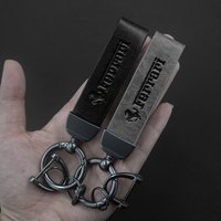 Leather Car Key Keychain Chain Ring Pendant Holder For Ferrari SF90 Stradale SF90Spider 296 GTB 296 GTS Auto Styling Accessories