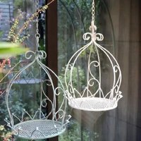 Vintage Iron Rustic Hanging Flower Basket Rack Sturdy Wall Mount Decor Indoor Outdoor Garden Patio Ornament