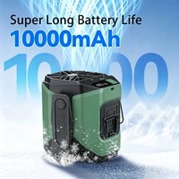 10000mAh Portable Waist Fan Outdoor Hanging Neck Fan Strong Wind with Power Bank LED Lighting for Sports Cook Outdoor Working