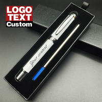 Luxury Red Office Ballpoint Pen Sign Pens Custom Name Text Laser Engraving Pen with Gift Box Black Blue Ink
