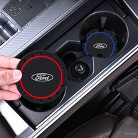 Car Water Cup Coasters Anti-Slip Silicone Cup Slot Mat Dustproof Decoration Cup Pad For Ford Mustang Bronco Fiesta Focus Sticker