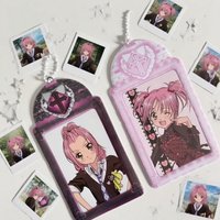 Cute Pink PVC ID Card Holder Korean KPOP Idol 3-inch Photocard Display Protective Case Student Backpack Pendant