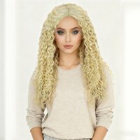 13*6 HD Lace Wig Curly Wavy Blonde Synthetic Lace for Women Daily Wear Hollween Party Christams Cosplay