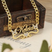 Luxury Custom Name Necklace With Butterfly Nameplate Rhinestone High Quality Stainless Steel With 18k Gold Plating Necklace