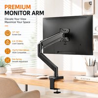 Ergonomic Single Monitor Arm Mount for 13–35 Inch Screens, Height Adjustable Desk Stand with C-Clamp Base for Home Office Setup