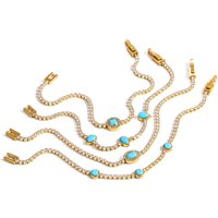 Luxury Fashion Natural Stone Zircon Chain Bracelet 18K Gold Plated Stainless Steel Waterproof Women's Jewelry For Women