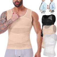 Men's Slim Waist Shaper Vest Abdomen Cross Sleeveless Top Black M-3XL Nylon Breathable Sportswear Fitness Cross Ergonomic Nude
