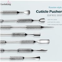 Manicure Professional Stainless Steel Cuticle Pusher With Textured Handle Dual-Side Push Cuticle Back Remove Gel Polish Nail Art