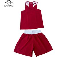 Boxing Shorts and Singlet Set Men Women Kids Sanda Wushu Uniform Muay Thai Shorts Gym Martial Arts MMA Kickboxing Training Pants