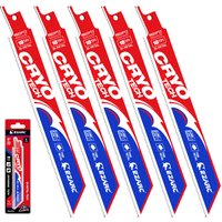 EZARC 5Pcs Reciprocating Saw Blades, Bi-Metal Cryo Tech Sabre Saw Blades for Metal Cutting, 18TPI 6''(150mm)/9''(225mm) Cut Tool