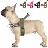Nylon Tactical Military Dog Harness With Sticker Reflective Dog Training Harnesses No Pull Pet Vest For Dogs French Bulldog Pink